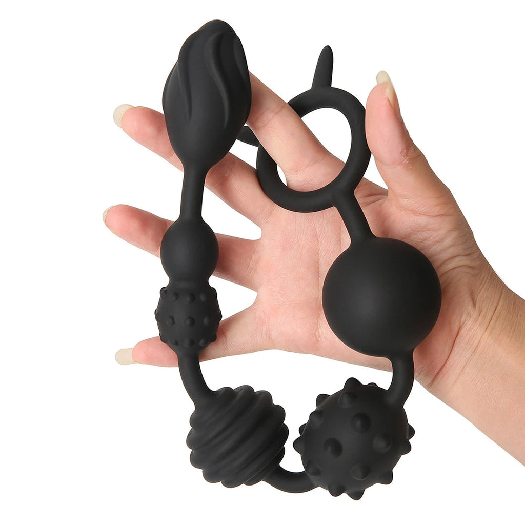 Big Anal Beads Butt Plug - Soft Silicone Knotted Dildo Anal Expansion Dilator Sex Toys