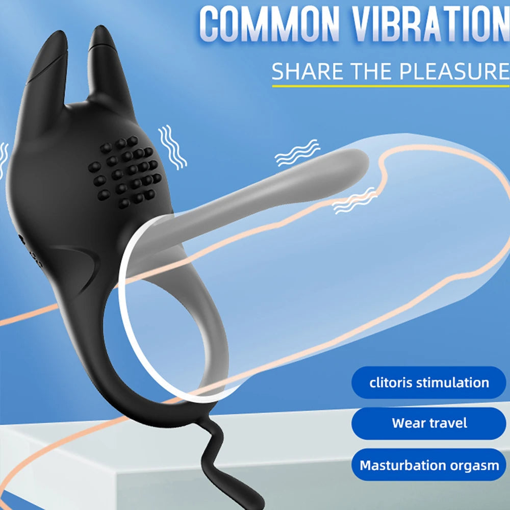 Vibrating Cock Ring Penis Massager Clitoral Stimulator - Rabbit Clit Clamps Couple Sex Toys