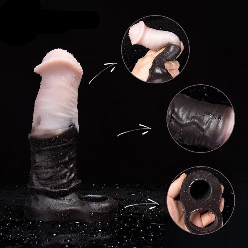 Fantasy Monsterdildo Cock Sleeve - Silicone Condom Penis Ring Enlarger Couple Sex Toy