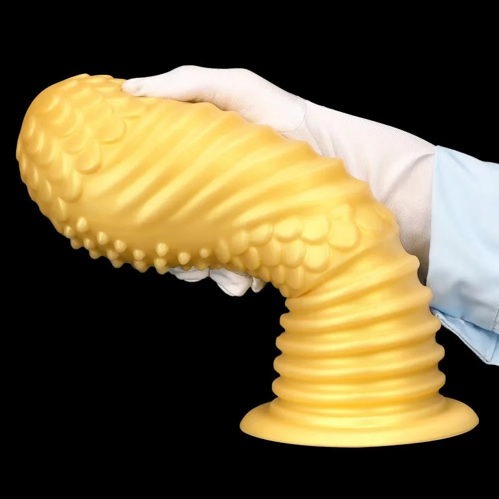 Big Giant Dildo Butt Plug - Golden Huge Knotted Dildos Anal Expansion Dilator Sex Toys