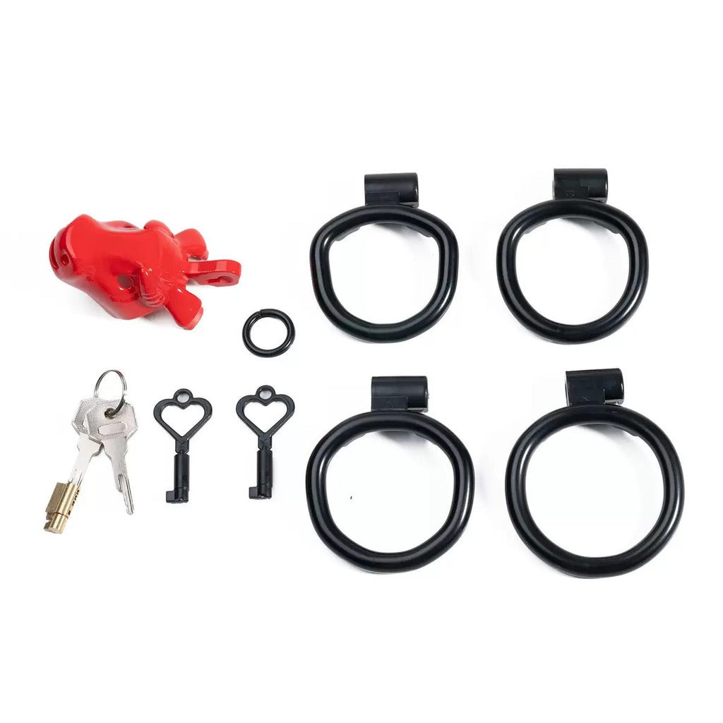 Red Bull Head Male Chastity Cage | Detachable Nose Ring & Leash-Compatible BDSM Device