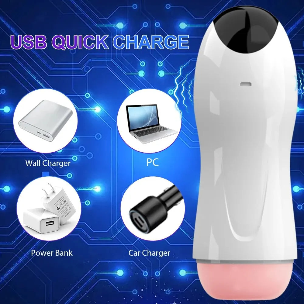 Realistic Pussy Adult Stroker Male Masturbator - Vibrating Thrusting Penis Massage Voice Interaction