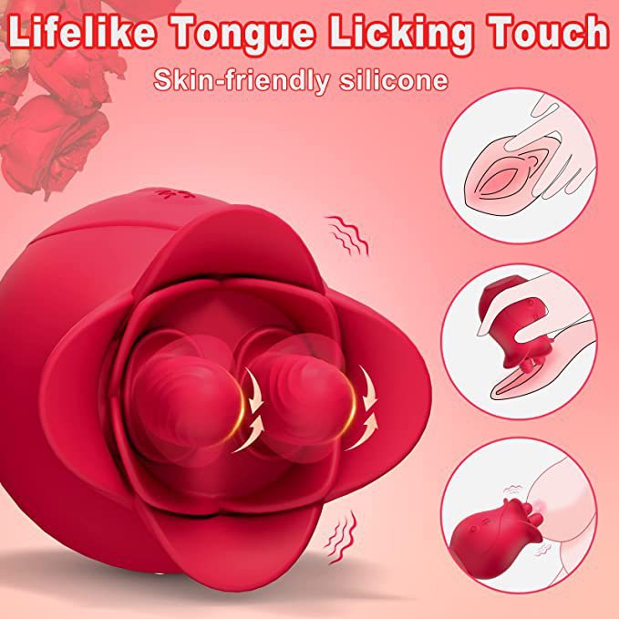 Clit Clamps Rose Women Vibrator - Dual Tongue Nipple Clamping Female Sex Toys