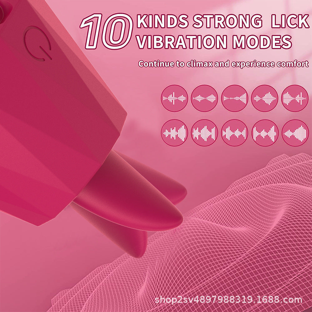 Tongue Licking Clit Vibrator - Diamond Nipple Clamp Stimulator Female Sex Toy