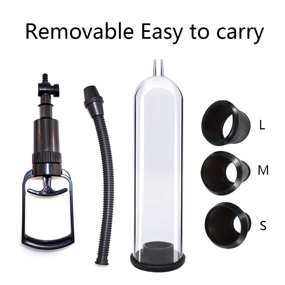 Manual Vacuum Penis Pump Male Enlarger Trainer - Delay Ejacuation Masturbation Cup for Men