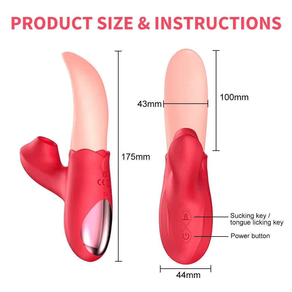 Realistic Tongue Clit G Spot Stimulator - Fantasy Vagina Licking Clitoral Suck Female Sex Toy