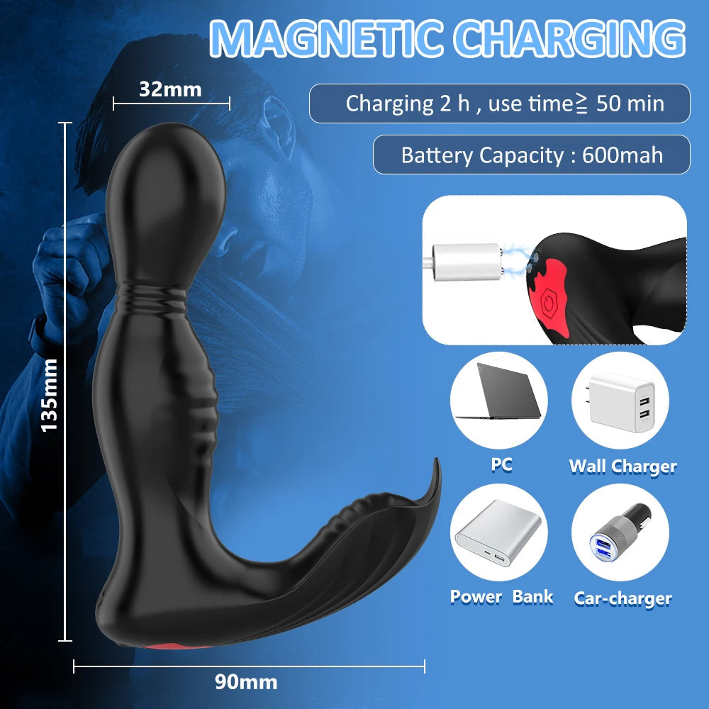 APP Controlled Prostate Massgaer - 360° Rotation Clamp Vibrating Butt Plug Panty Vibrator