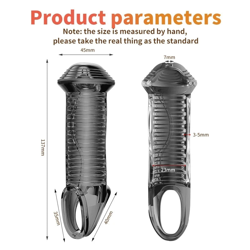 Jelly Cockring Penis Sleeve Sheath - Cock Extender Stand-to-Pee Delay Ejaculation Male Sex Toy