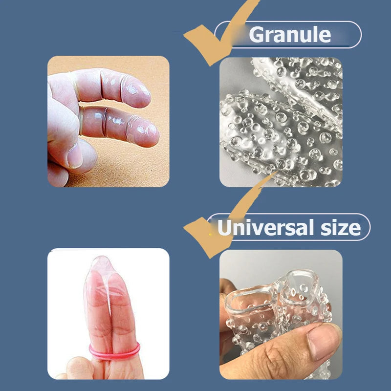 Knotted Cock Sleeve Sex Toy for Men - Delay Ejaculation Finger Condom Set