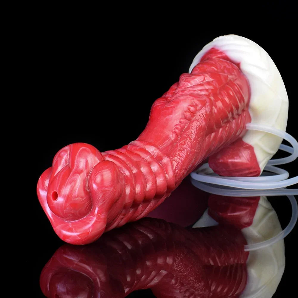 Squirting Dragon Dildo Crawl Clit Stimulation Butt Plug - Silicone Cumming Women Masturbator
