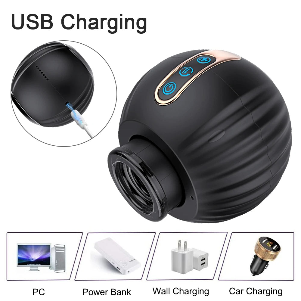 Blowjob Adult Stroker Male Masturbator - Rotation Oral Electric Pocket Pussy Thrusting Sex Toy for Men