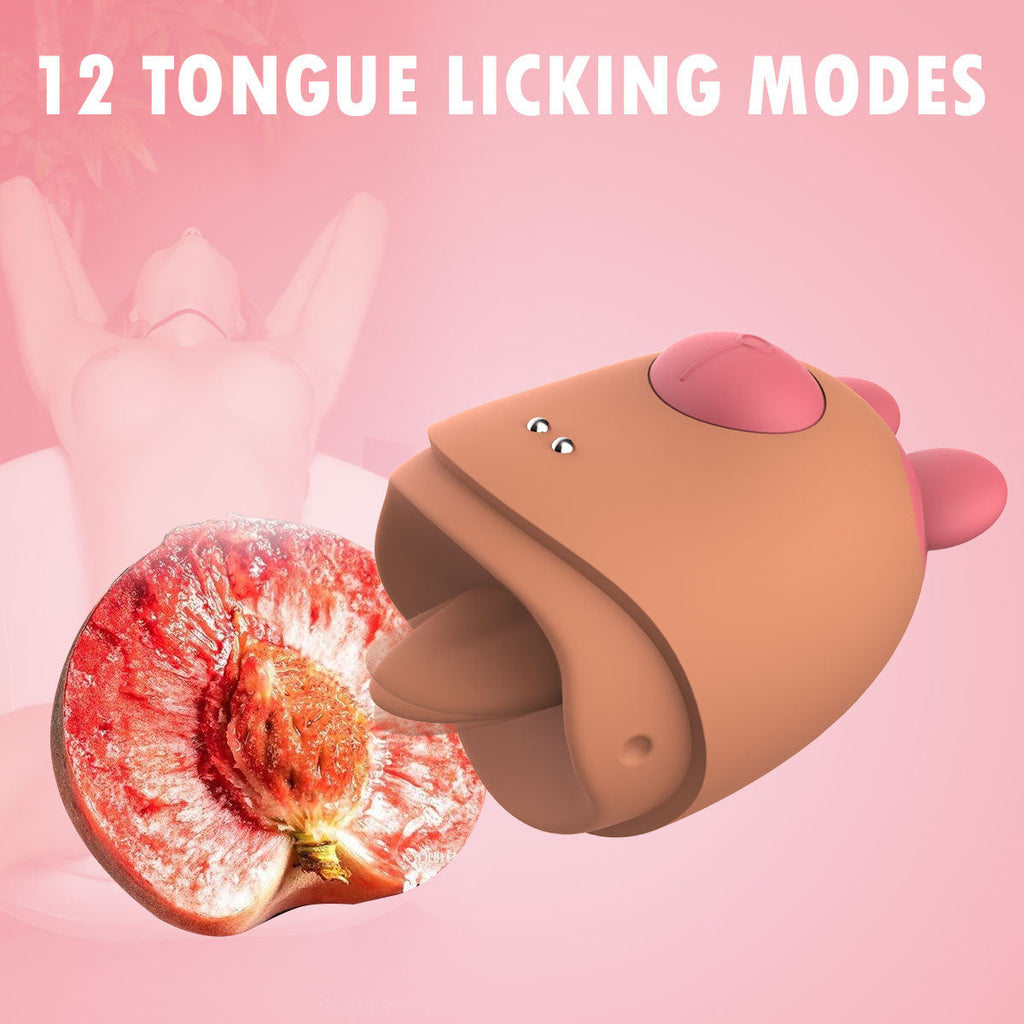 Cute Bear Clit Nipple Stimulator - Tongue Licking Clitoral Vibrator Female Sex Toys