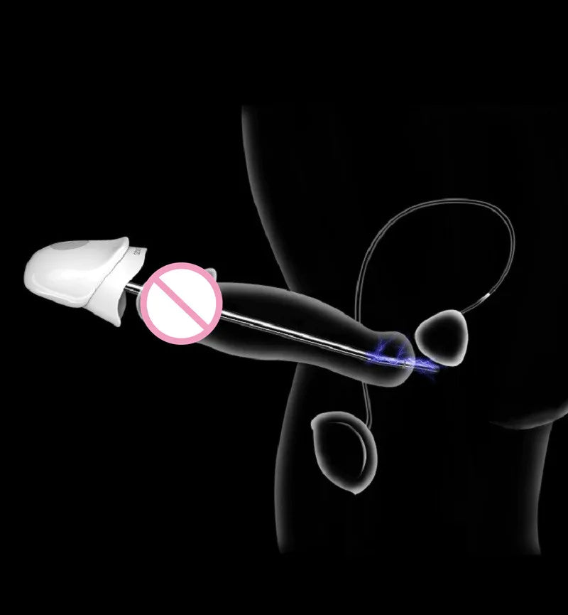 Stainless Steel Horse Eye Male Sex Toys - Vibrating Electric Pusle Rod Irritating Glans Penis Stimulator