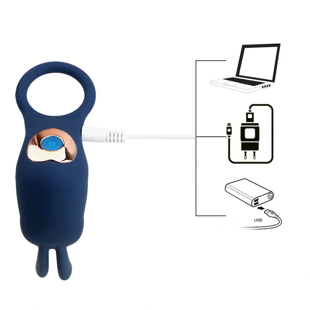 Vibrating Cock Ring Clit Stimulator - Rabbit Clitoral Vibrator Couple Sex Toys