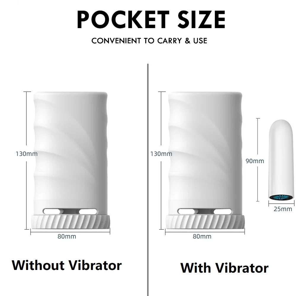 Vibrating Pocket Pussy Male Masturbator - 3 Masturbation Sleeve Vaginal Penis Massager