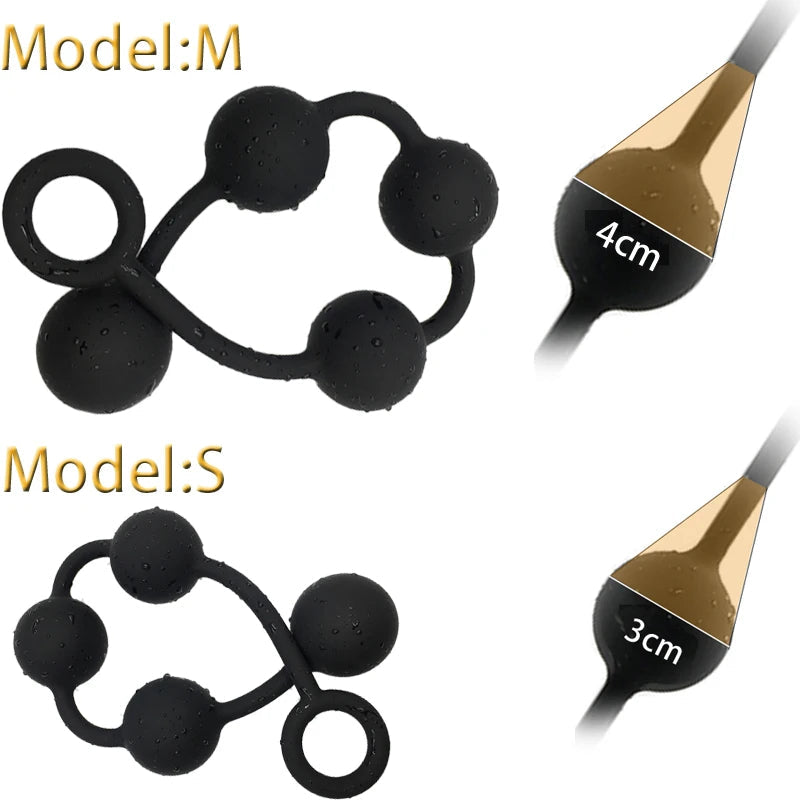 Long Anal Beads Butt Plug - Silicone Balls Vagina Anal Sex Toy for Women Men Masturbation