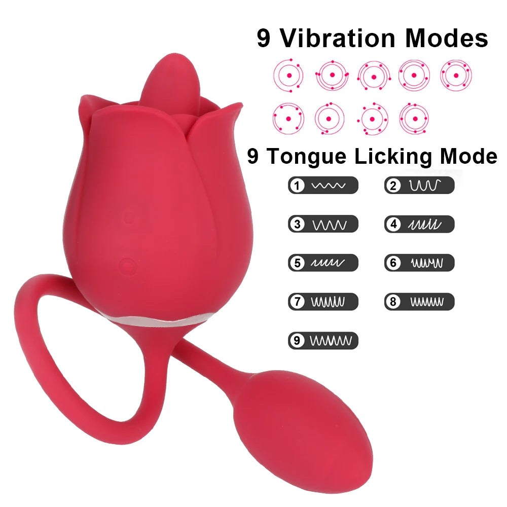 Rose Clit Clamp Panty Egg Vibrating Anal Orgasm - Dual End Clitoral Vibrator Sex Toys for Women