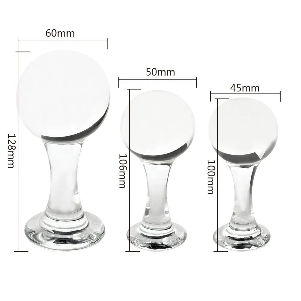 Glass Dildo Butt Plug - 40-60mm Big Ball Pyrex Crystal Anal Plug Sex Toys
