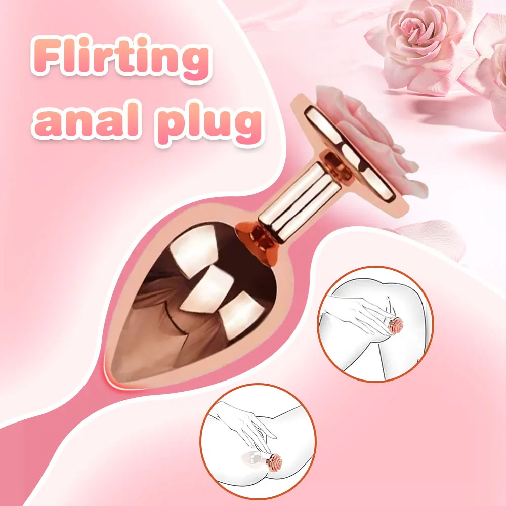 Rose Gold Butt Plug - 3pcs Metal Anal Plug Sex Toys for Men Women Beginners