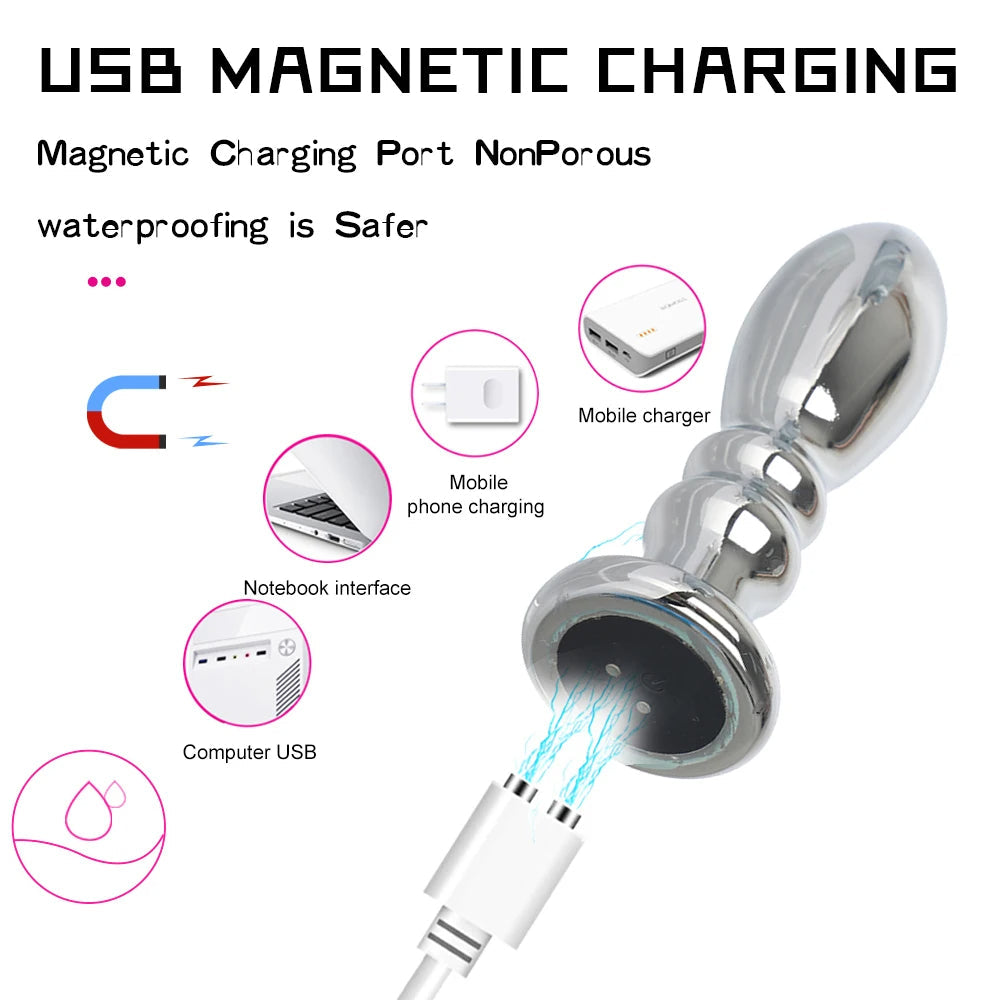 Vibrating Dildo Butt Plug - Metal Dildos G Spot Prostate Massage Anal Toys