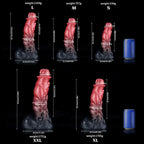 Spiny Orange Black Fantasy Knot Dildo – Textured Silicone Creature Toy with Harness-Compatible Base