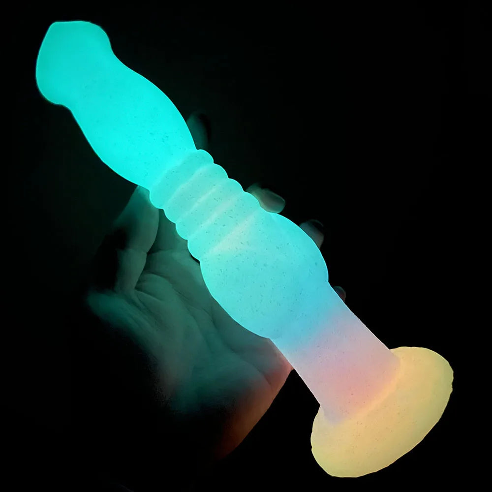 Exotic 9 inch Monster Dildo Long Butt Plug - Luminous Knotted Dildos Women Masturbation