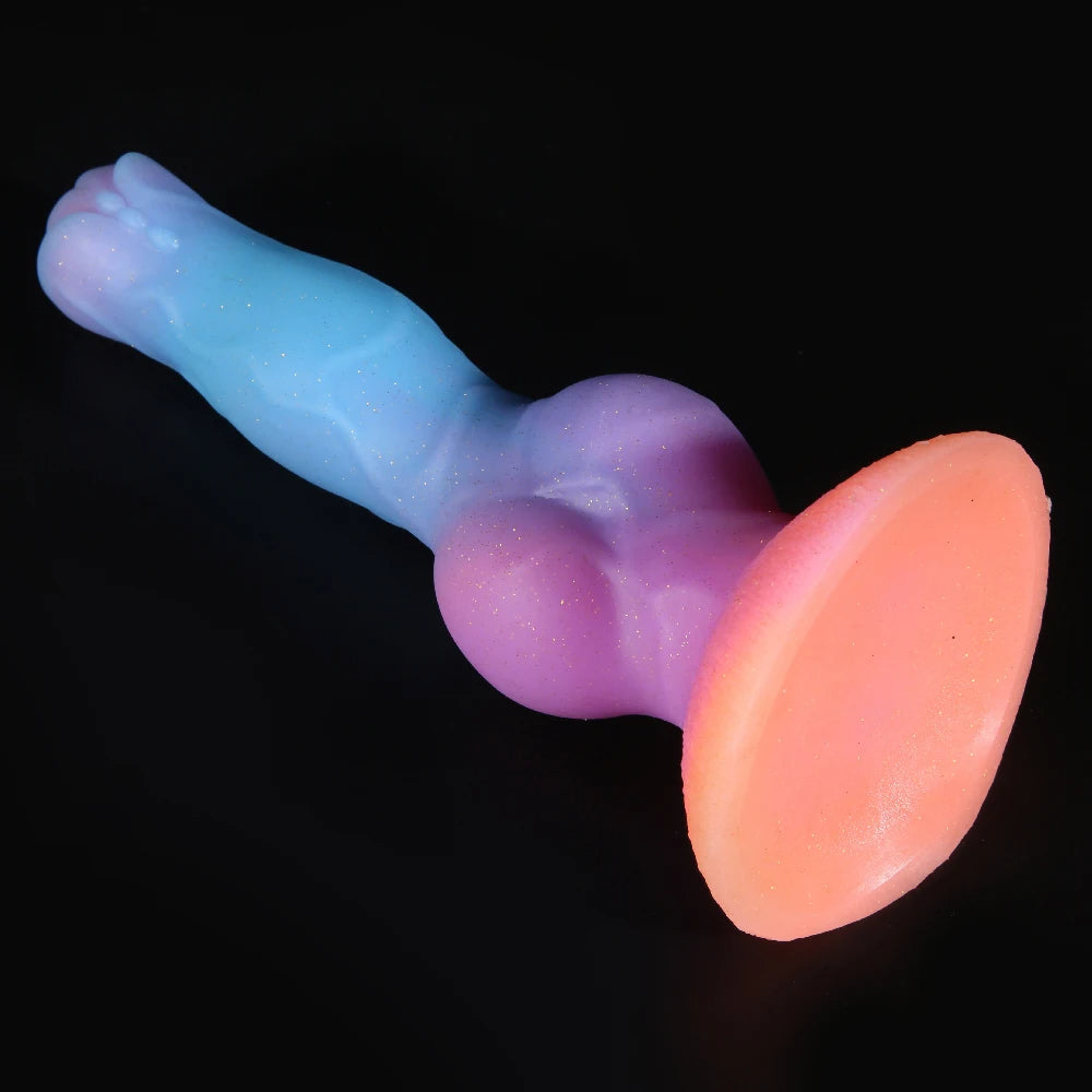 Luminous Dogdildo Fantasy Anal Plug - Silicone Knotted Animal Dildos Vagina Prostate Massager