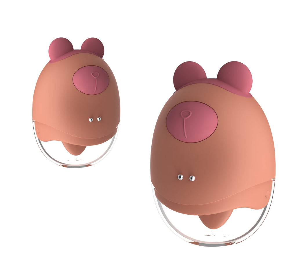Cute Bear Clit Nipple Stimulator - Tongue Licking Clitoral Vibrator Female Sex Toys