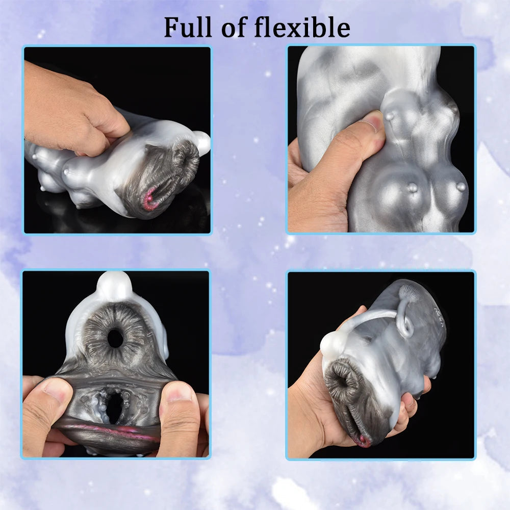 Cow Pocket Pussy — Dual-Channel Fetish Masturbator | Premium Platinum Silicone
