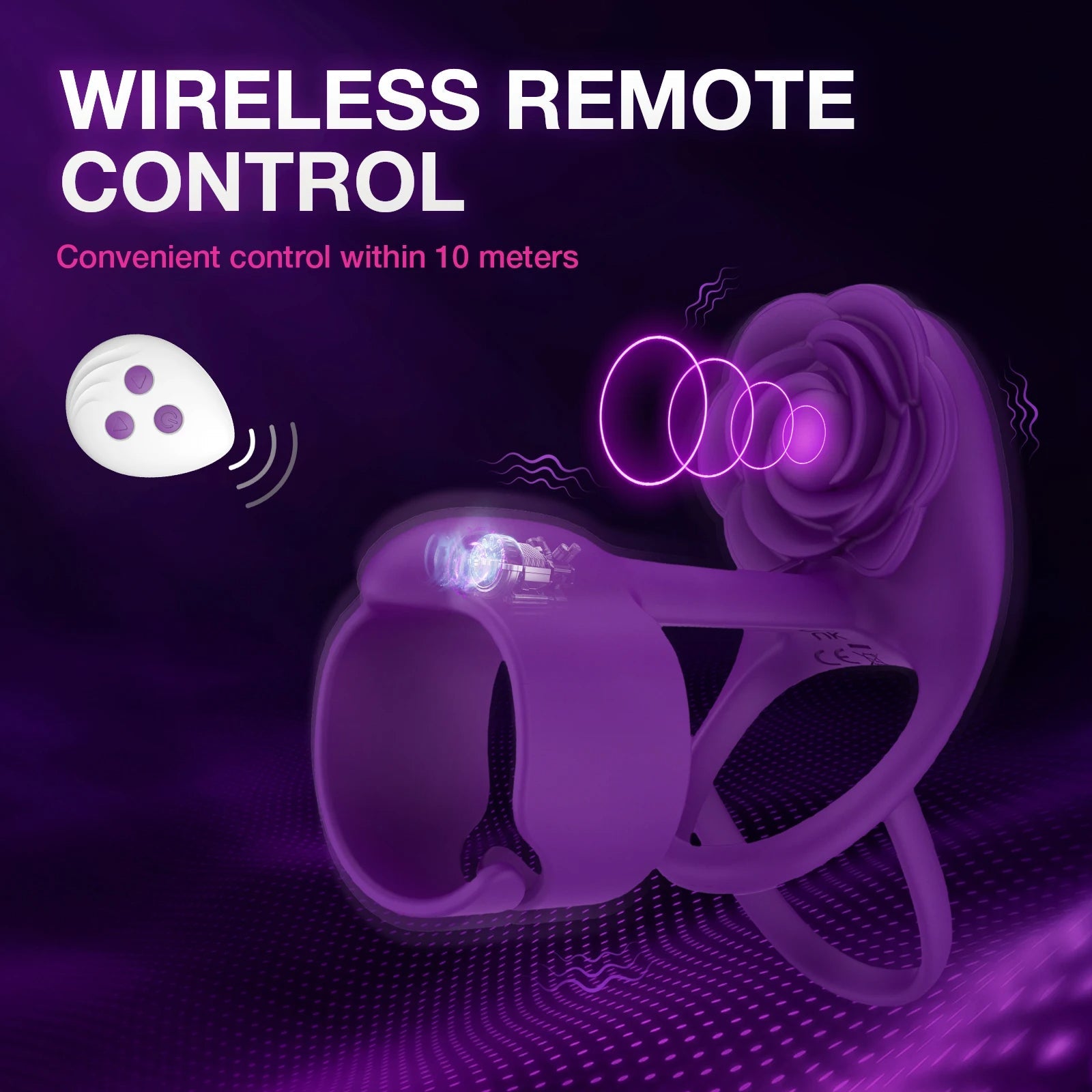 Domlust Remote Control Vibrating Cock Ring - Purple Rose Clit Stimlulator Couple Sex Toy