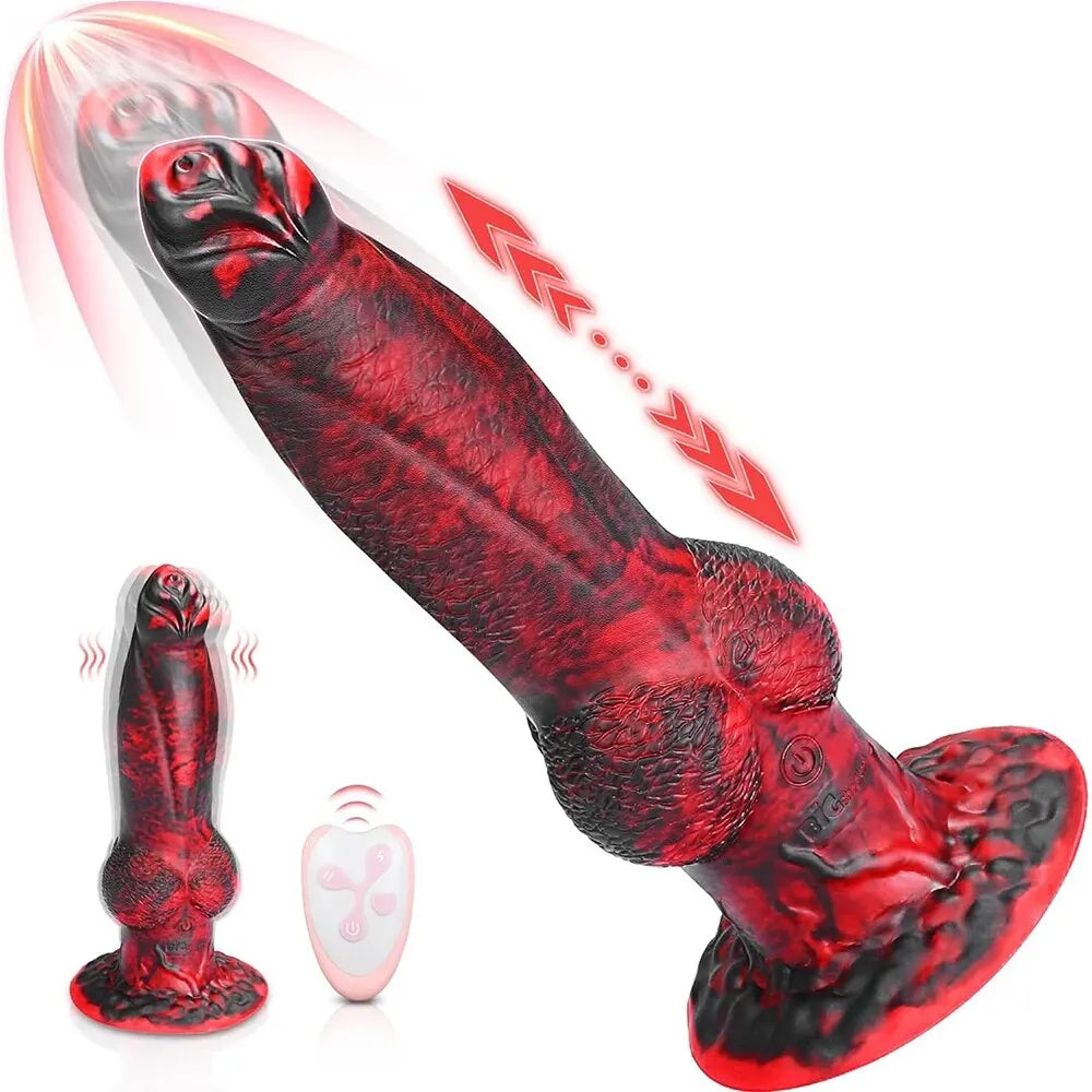 Thrusting Fantasy Dragon Dildo Anal Butt Plug - Remote Control Animaldildo Prostate Massager