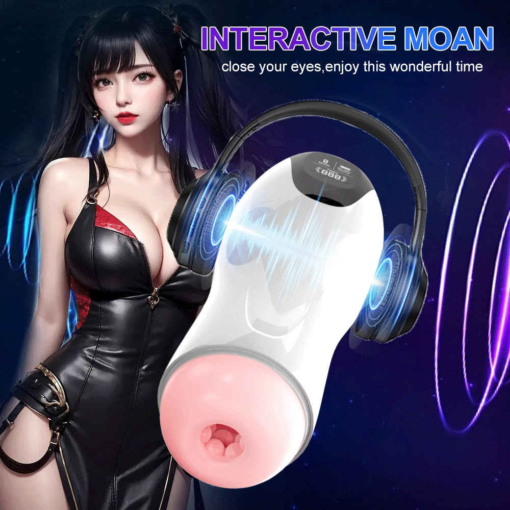 Realistic Pussy Adult Stroker Male Masturbator - Vibrating Thrusting Penis Massage Voice Interaction