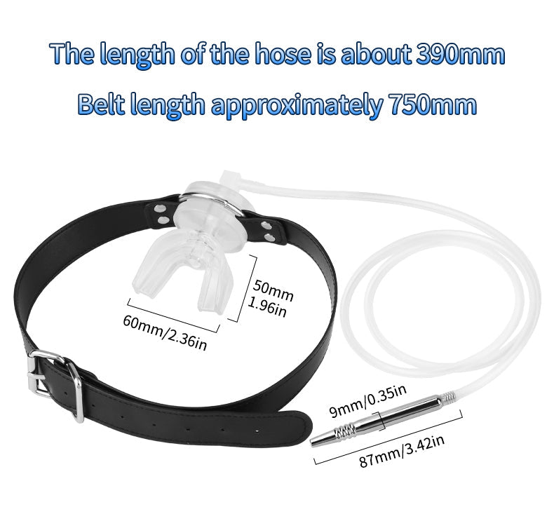 U-Shaped Mouth Gag with Urethral Sound Attachment – Adjustable Strap BDSM Training Set