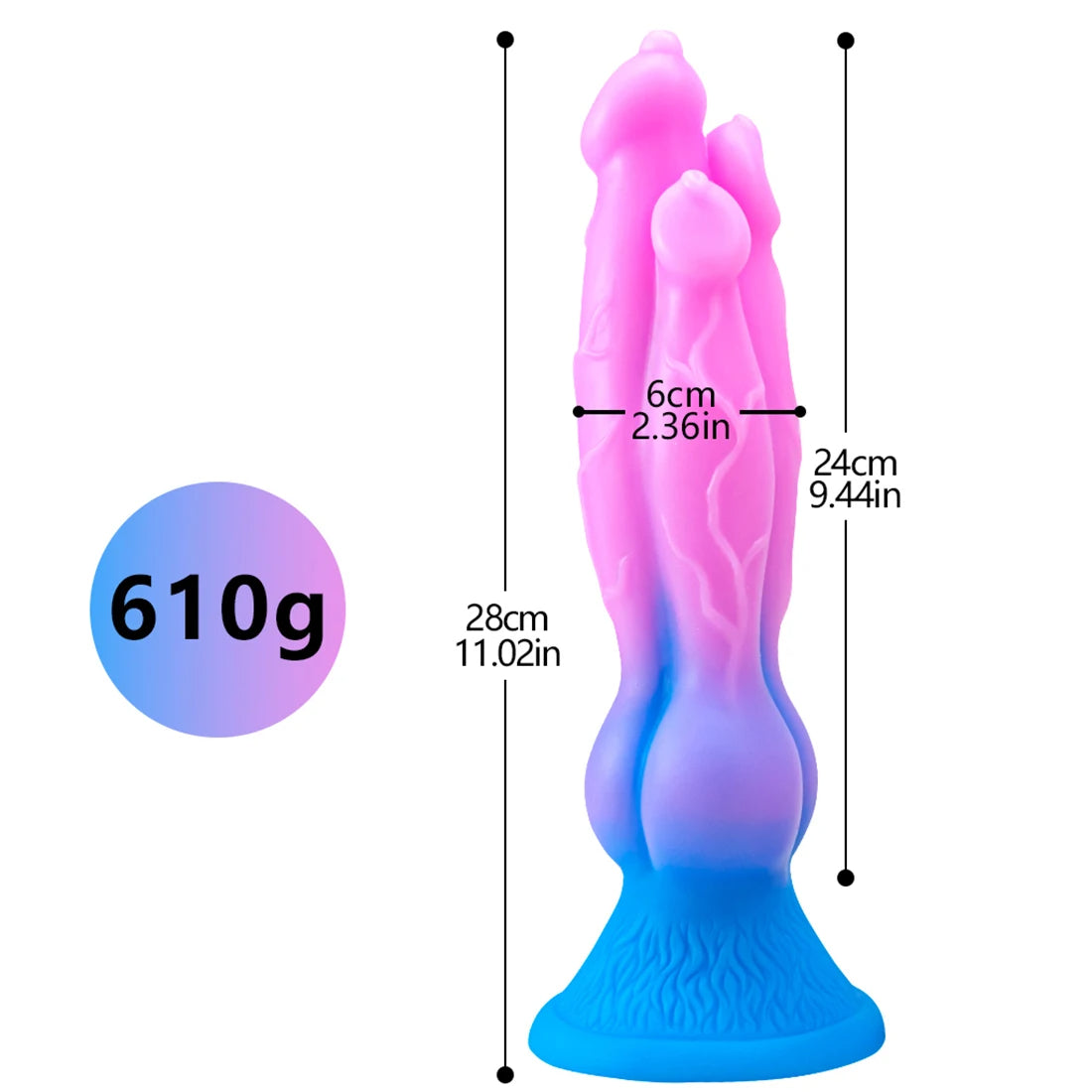 Realistic Thick Dog Dildo - 11 inch Monsterdildo Three Head Women Masturbating Sex Toys