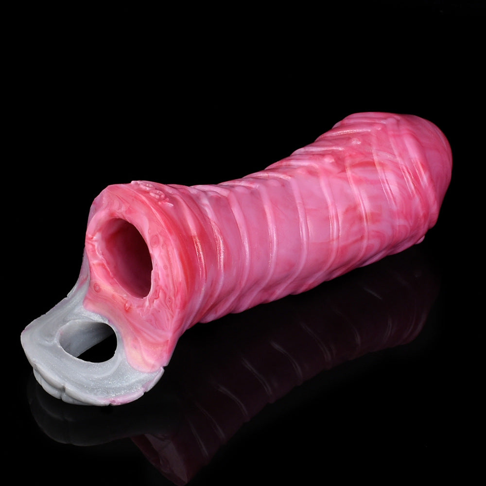 Fire Horse Penis Sleeve Sheath Enlarger - Silicone Monsterdildo Cock Extender Male Condom