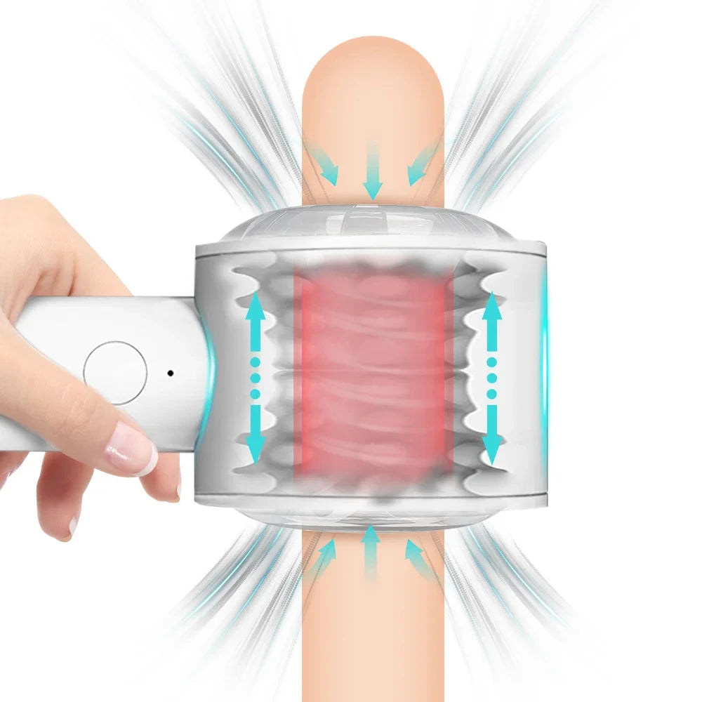 Hair Dryer Male Masturbator Adult Stroker - Powerful Thrusting Pussy Sleeve Male Sex Toys