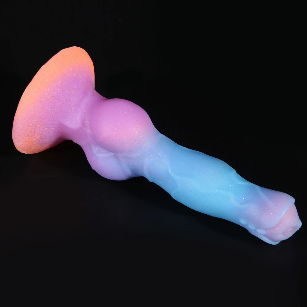 Luminous Dogdildo Fantasy Anal Plug - Silicone Knotted Animal Dildos Vagina Prostate Massager
