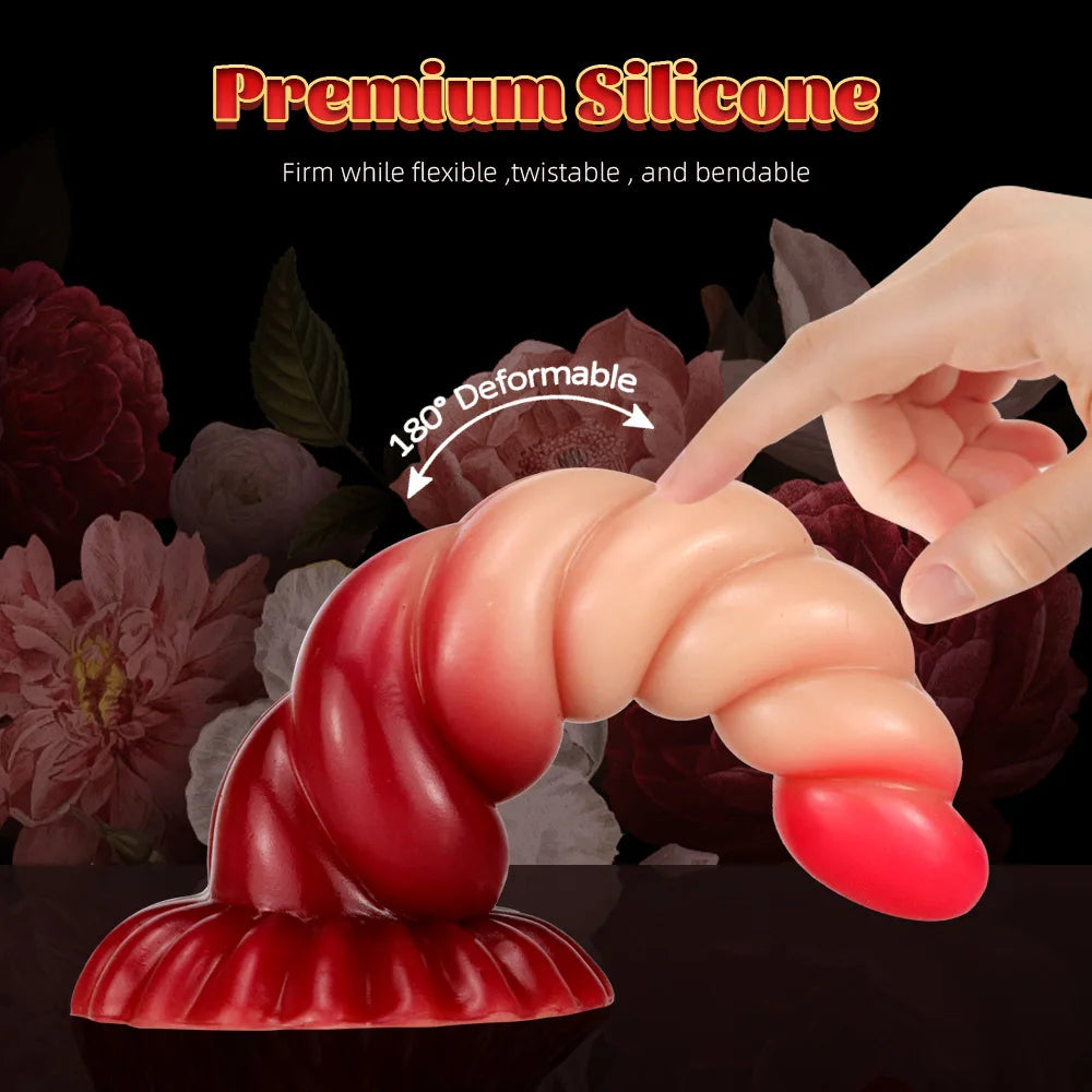 Fantasy Sprial Anal Dildo Butt Plug - Realistic Silicone Vagianl Prostate Female Sex Toys