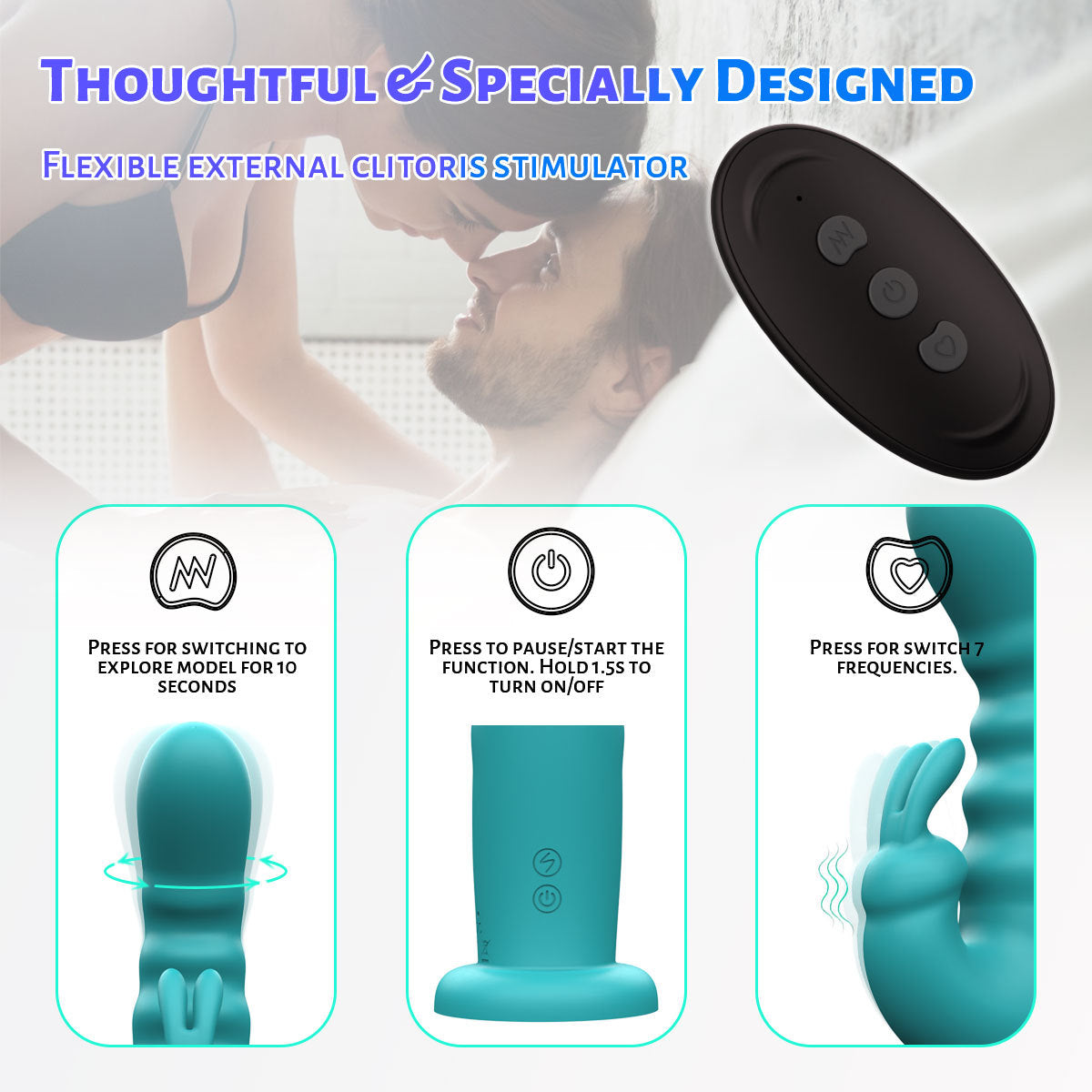 Rabbit Clitoral Vibrator G Spot Vibrating Butt Plug - Remote Control Double Clit Clamp Prostate Massager