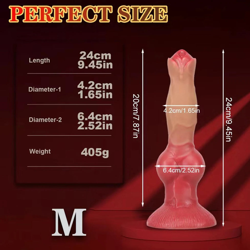 Realistic Dog Dildo Butt Plug - Huge Flesh Silicone Dildo with Big Suction Cup.