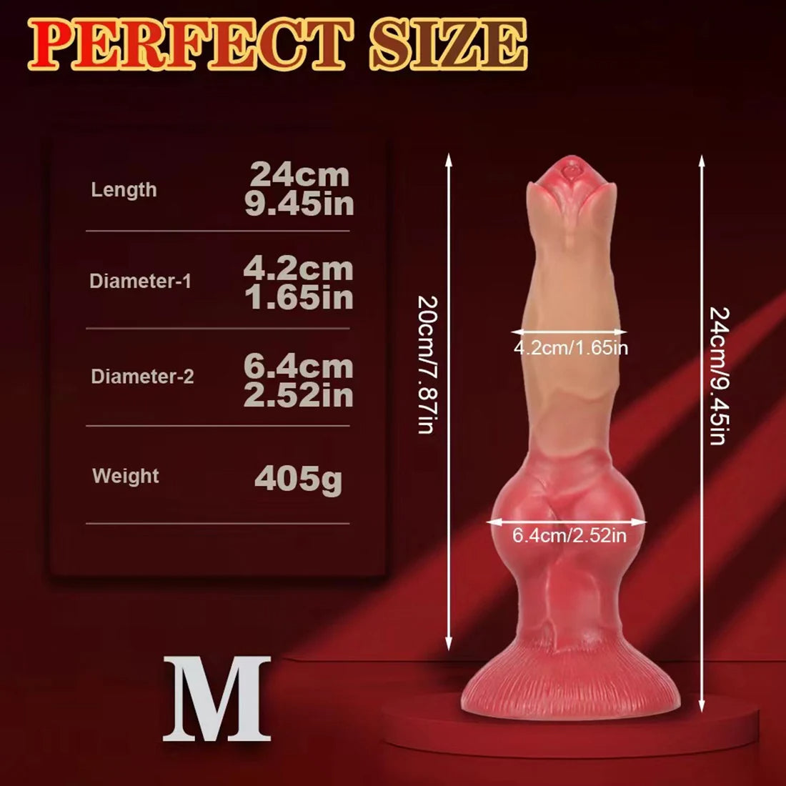 Realistic Dog Dildo Butt Plug - Huge Flesh Silicone Dildo with Big Suction Cup.