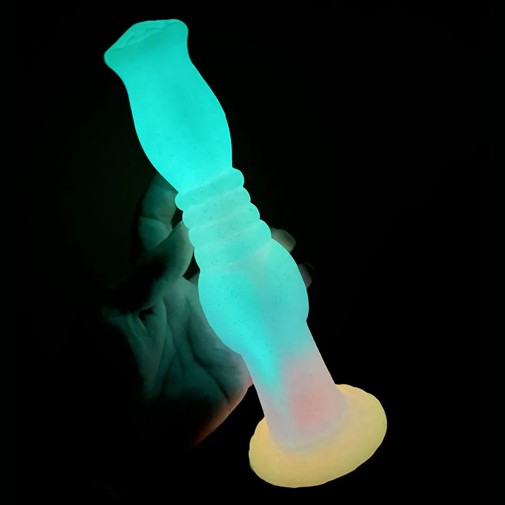 Exotic 9 inch Monster Dildo Long Butt Plug - Luminous Knotted Dildos Women Masturbation