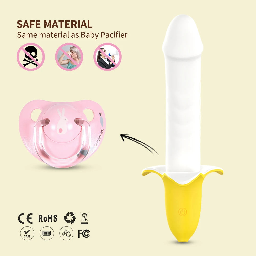 Thrusting Didlo Vibrator - Handheld Banana G Spot Prostate Massager