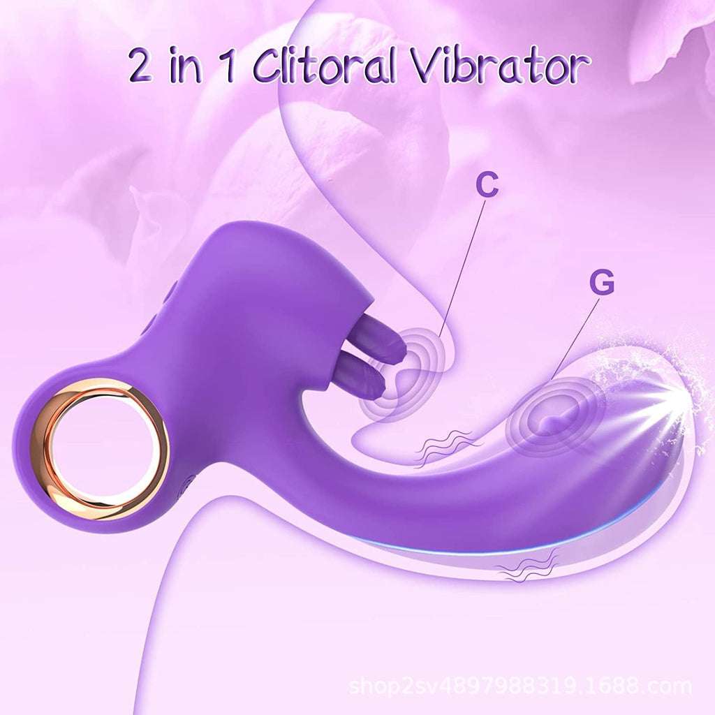 Rabbit Clit Clamps Anal Dildo G Spot Vibrator - Double End Anal Clitoral Stimulator Female Sex Toy