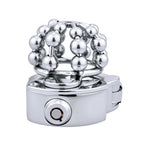 Stainless Steel Chastity Cage – Movable Bead Front, 32–50mm Adjustable Ring, Built-in Lock