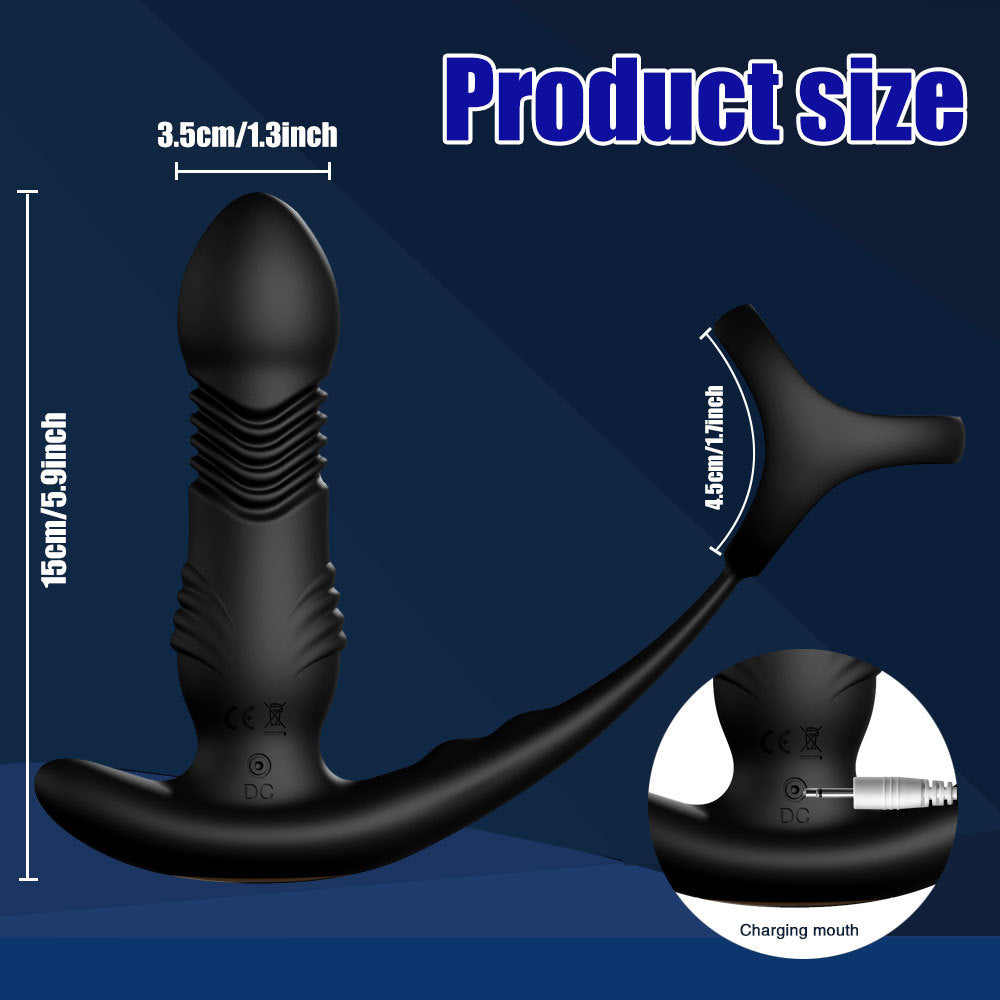 APP Control Thrusting Dildo Anal Vibrator - Remote Control Cock Ring Male Sex Toy