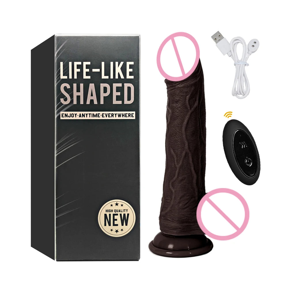 Strapless Strap On Thrusting Dildo - Remote Control 360° Rotating Realistic Dildos Suction Cup Hands-free Play