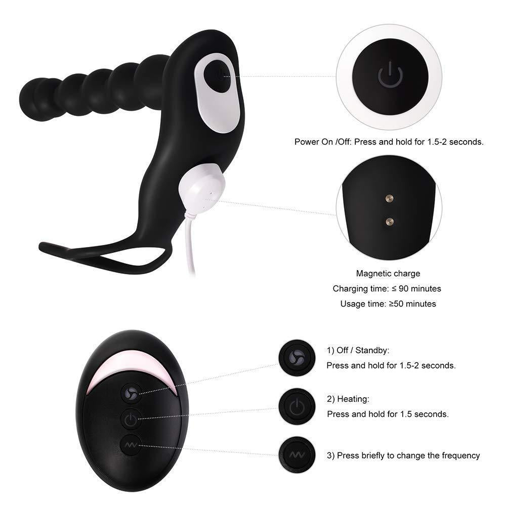 Remote Control Anal Beads Prostate Massager - Vibrating Cock Ring Male Sex Toys