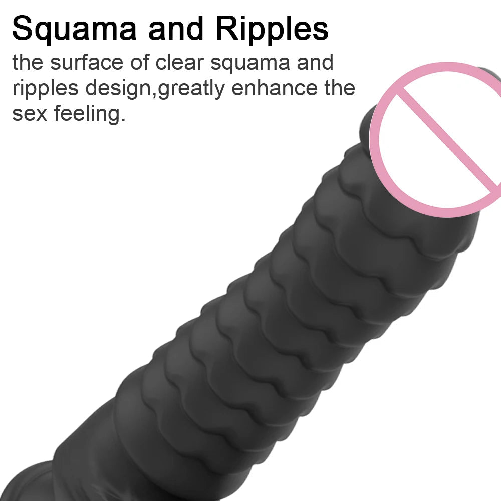 Silicone Black Dildo - Big Ripples Monster Dildos Anal Plug Sex Toys - Domlust