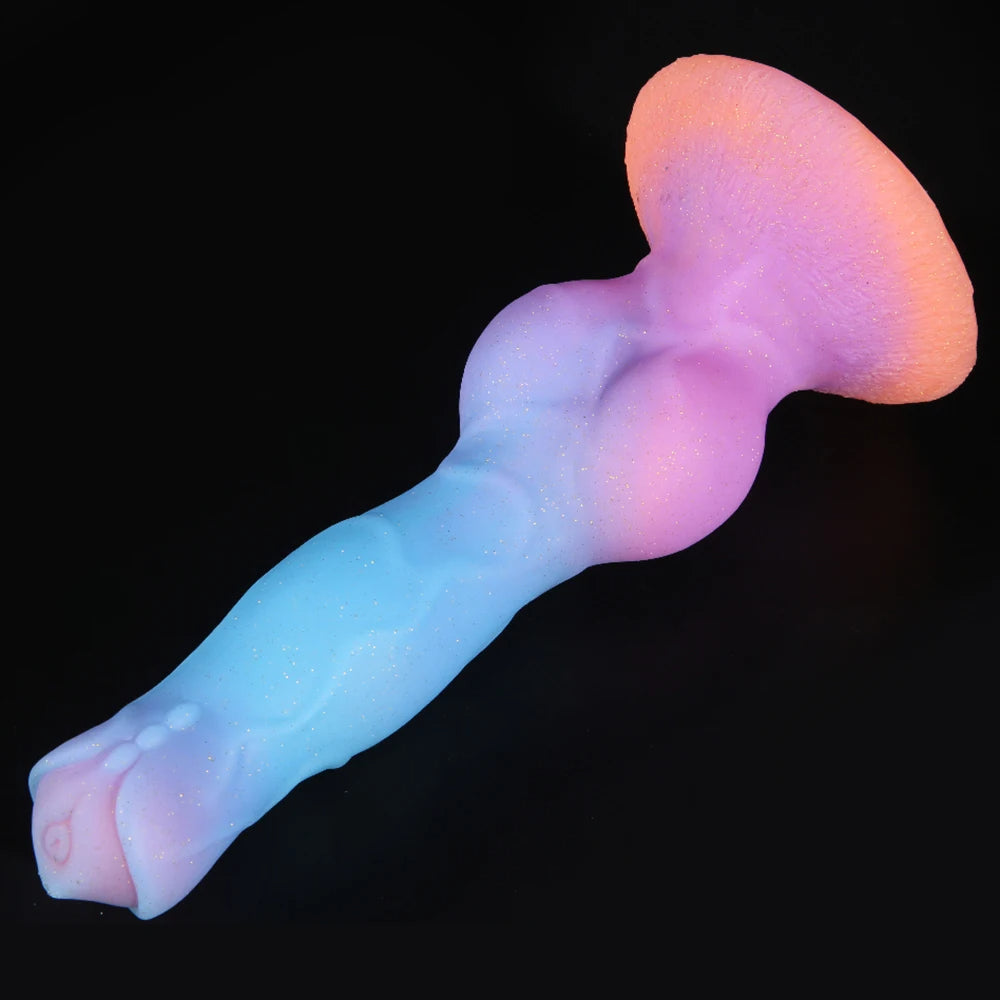 Luminous Dogdildo Fantasy Anal Plug - Silicone Knotted Animal Dildos Vagina Prostate Massager